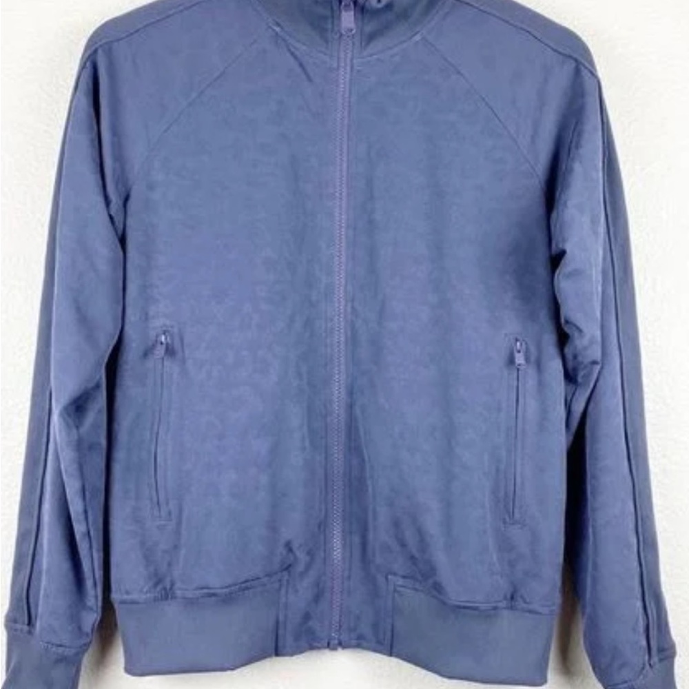 Athleta Blue Lightweight Shirt Jacket with Standing Collar